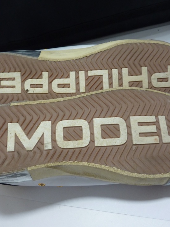 Philippe Model Paris Prsx Low Top Leather Sneakers White/Gold  Men’s 41 Sz  9